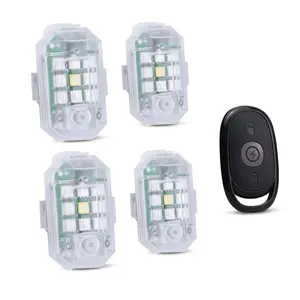 Wireless Remote Control LED Light, 2/4 Counts USB Rechargeable Motorcycle Bicycle Tail Light, Drone Night Running Light, Car Navigation Light