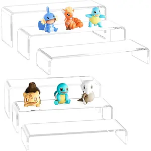 Acina Clear Acrylic Display Risers: 4mm-Thickened Transparent 6Pcs Display Stand shelf - 6Tiers Rectangular tiered Ideal for Collectibles Party Cake Dessert Holder Floating Visual Display Shelves