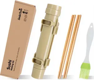Sushi Making Kit,  Grade Sushi Bazooka, Sushi Roller, Sushi Maker, Sushi Mold for Beginners (Khaki)