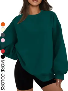 Women's Casual Fitted Long Sleeve Pullover Sweatshirt Tops, Basic Plain Color Sporty Design, Comfortable Breathable Daily Wear, Fall & Winter Fashion, Lady