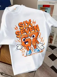 Boys' Casual Summer Short Sleeve Tee, Lightning Bolt Design, Loose Fit T-Shirt for Outdoor Wear, Kids Fashion Top