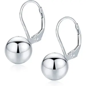 Charmsy 925 Sterling Silver Leverback Earrings for Women | Classic Bead Ball, Hammered Mirror Ball & Pearl Drop Dangle Earrings