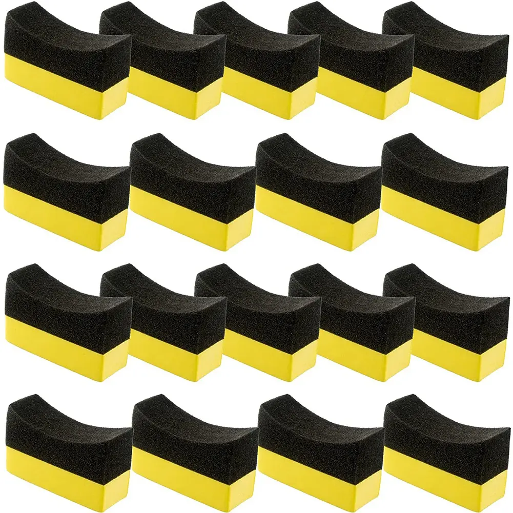 18-Pack Car Care Household Appliance Accessory - Curved Shape, Ergonomic Design Tire Dressing Applicator Sponge & PE Pads, 10 cm x 4 inch x 7 cm, Reduces Product Waste for Waxing, Dusting, All Vehicles, Daily Household Cleaning