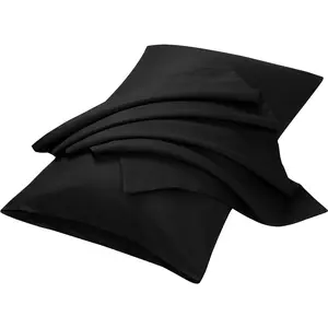 Unique Bargains 2 Packs Pillow Cases Double Brushed Microfiber Pillowcases Travel(14"x20") Black