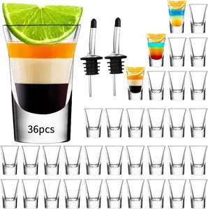 Glass Shot Glasses Set of 36 with Heavy Base -1.2 oz Cute Shot Glass Bulk,Mini  Glasses,Shot Cups Set for ,,Liqueurs,,Soju,Espressos