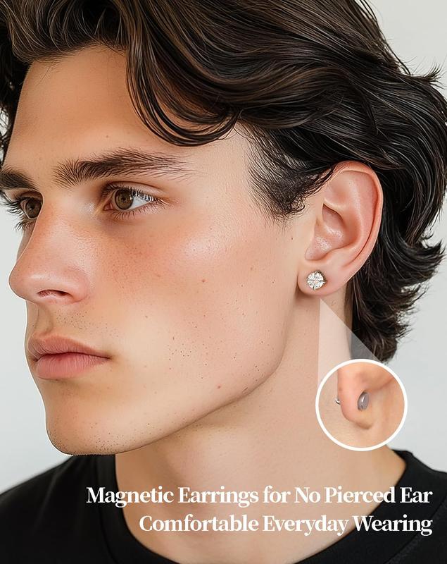1/2/4 Pairs Magnetic Stud Earrings for Men & Women, Non Piercing CZ Diamond Earrings Stainless Steel Hypoallergenic Non Piercing Earrings 5MM/6MM/8MM 1/2/4 Pairs Magnetic Stud Earrings for Men & Women, Non Piercing CZ Diamond Earrings Stainless Steel Hypoallergenic Non Piercing Earrings 5MM/6MM/8MM