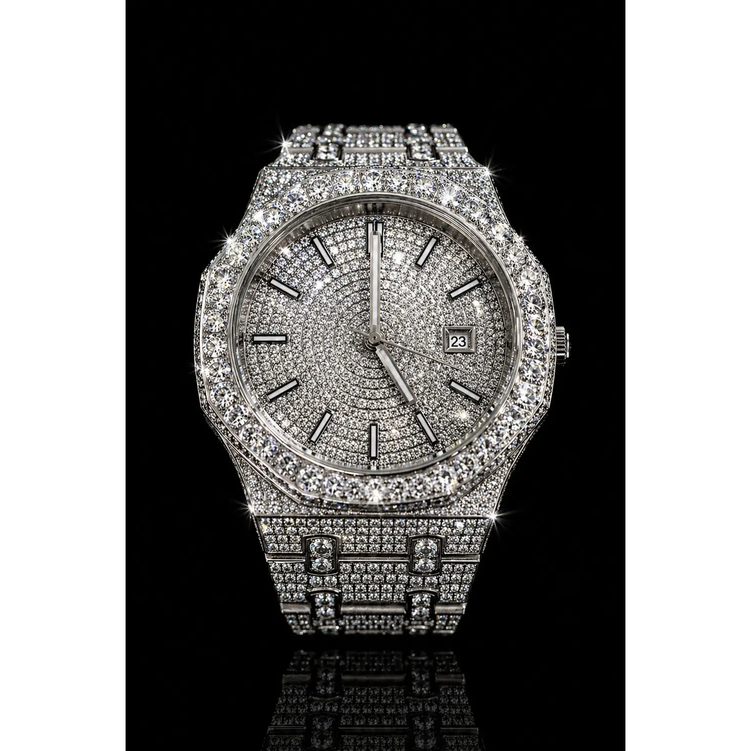 Moissanite Iced-Out Stainless Steel Luxury Watch