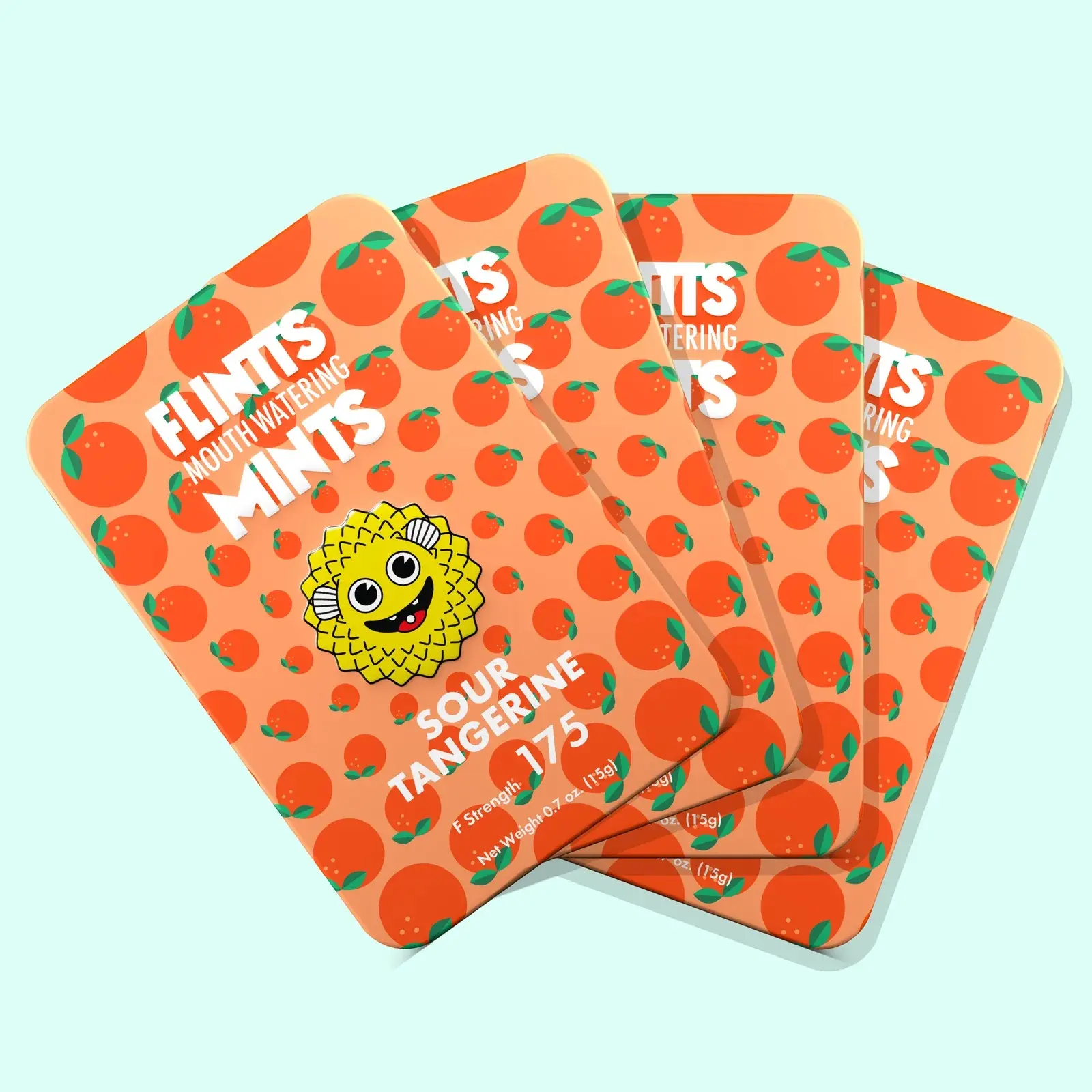 Flintts Mouth Watering Mints 4 Pack - Sour Tangerine F 175 - Natural Flavors, Sugar-Free & Vegan, Dry Mouth Mints