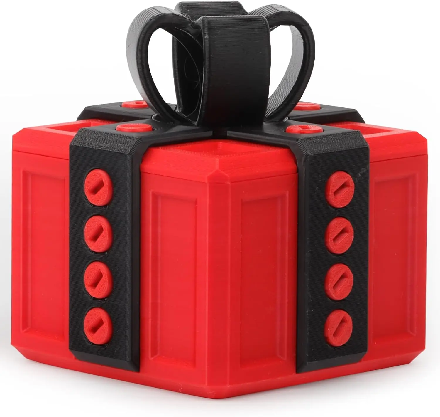 Geometric Screw-Top Interactive 3D Puzzle Gag Gift Box - Durable Plastic Container, Unisex Money/Card Novelty Toy for Birthdays, Halloween, Any Occasion, Adds Fun and Engagement (Red&Black)