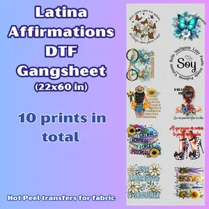 G18 Latina Affirmations  DTF Gangsheet for shirts