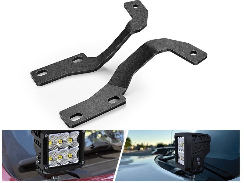 Nilight Ditch Light Brackets Hood Hinges Mount Bracket Kit for Auxiliary Offroad LED Pod Light Work Light on 2005-2015 Toyota 4Runner