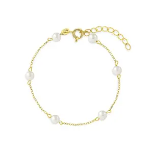 14k Gold 5-6" 4mm Freshwater Cultured Pearl Baby / Toddler / Kids Bracelet