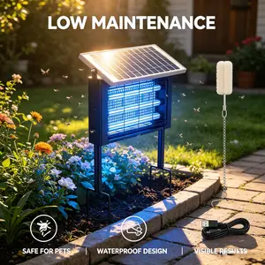 Dusk to Dawn Solar Mosquito Zapper Light, 3 LED Tubes Auto On/Off Bug Zapper, IP65 Waterproof Hanging Standing Bug Defense for Backyard Porch Patio