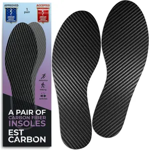 Carbon Fiber Insoles for Sports - EstCarbon 2 Piece Stiff Shoe Insert - Rigid Foot Plate for Running, Basketball, Soccer, Hiking and Athletic Shoes - Unisex Adult Sizes