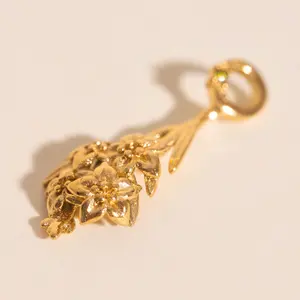 August Gladiolus Birth Flower Necklace Charm