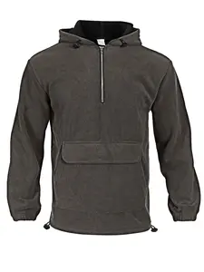 Men's solid color fleece hooded half-zip pullover, adjustable zipper, adjustable cuffs and hem,kangaroo pocket, essential warmth, suitable for casual, outing, campus and other scenarios, 2025 autumn and winter new men's hoodie,comfortable and fashionable.