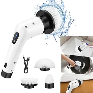 3 Heads Electric Spin Scrubber Cordless Bathtub Power Scrubber Cleaning Brush