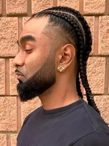 Men's Hair System Cornrows Braids Ultra-Thin Toupee Biological Scalp Hairpiece 100% Human Hair Lightweight Breathable PU Base Toupee for Men (5*7/6*8/8*10 inch)