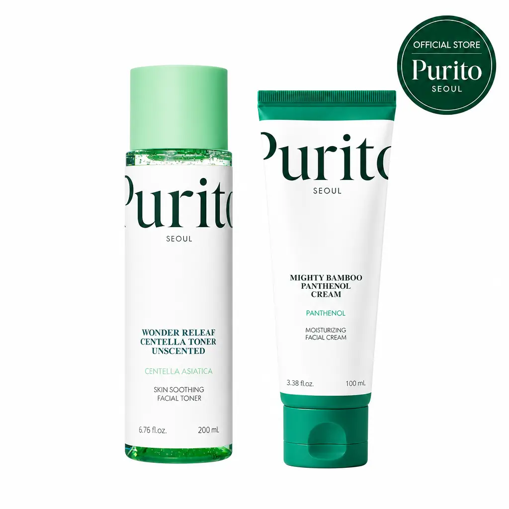 [Purito Official] Centella + Panthenol Skin Recovery Duo l Centella Toner Unscented + Panthenol Cream l Soothing, Hydrating & Barrier Care l Korean Skincare