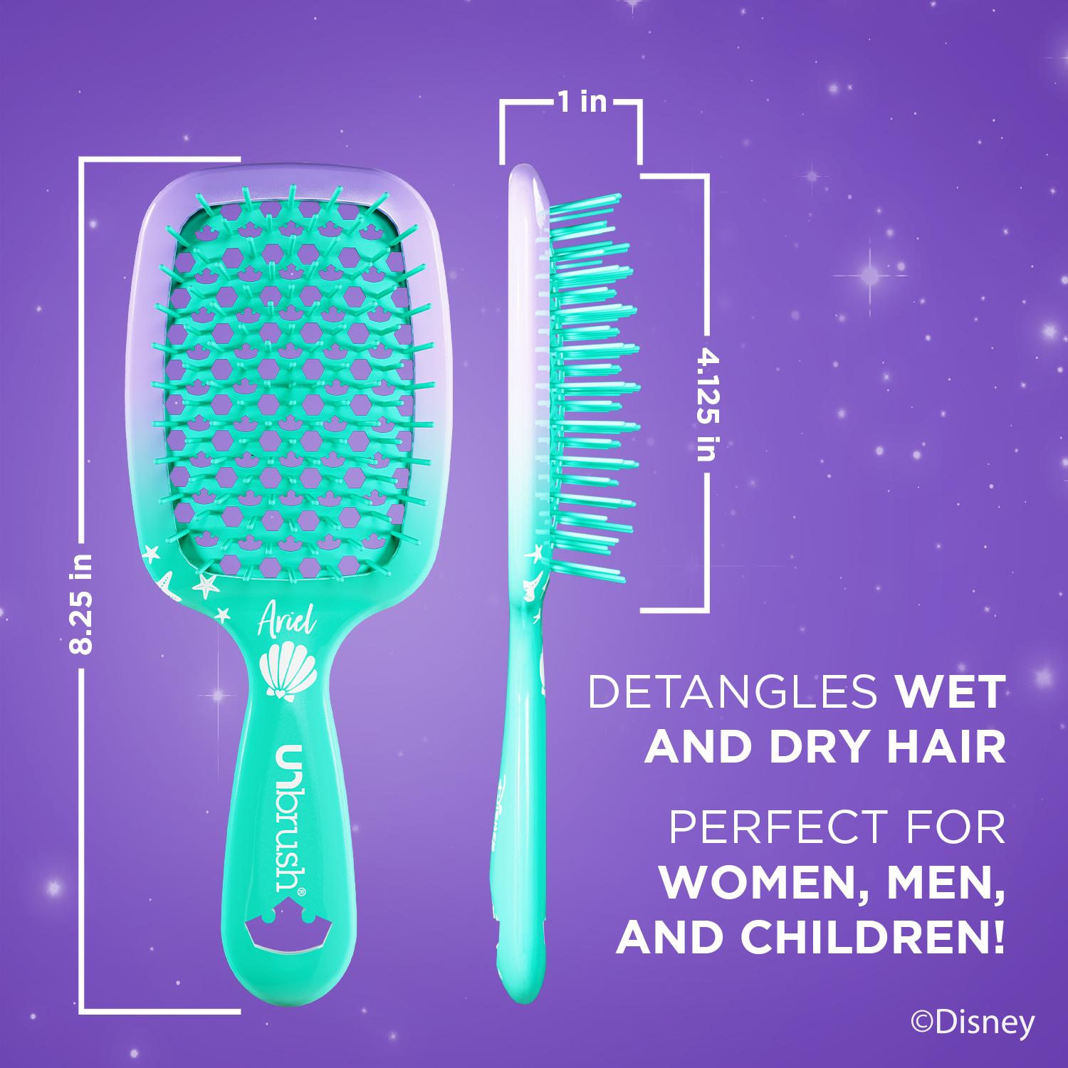 Disney Princess UNbrush, detangling hair brush, Reduces Breakage & Gently Releases Tangles, Vented Cushion, For Curly Hair & All Hair Types, FHI HEAT