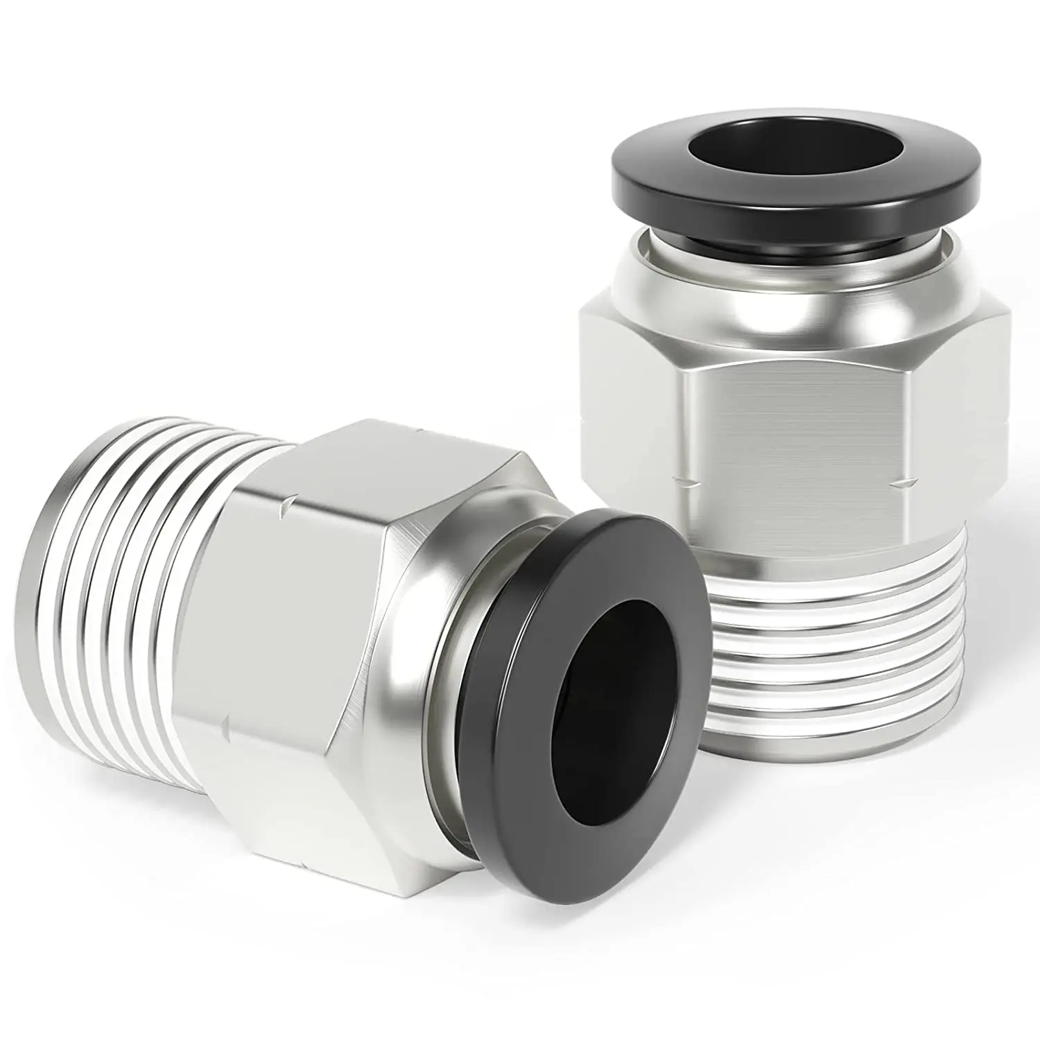 Straight Push-In Connect Fittings for Males (Pack of 10), 1/2" Tube OD x 3/8" NPT Thread, Maximum Pressure: 0~145 psi, Model PC-1/2-N3