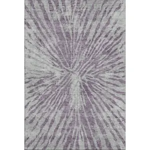 HomeRoots 666404 10 x 14 ft. Purple & Gray Zebra Print Washable Machine Made Rectangle Area Rug with UV Protection