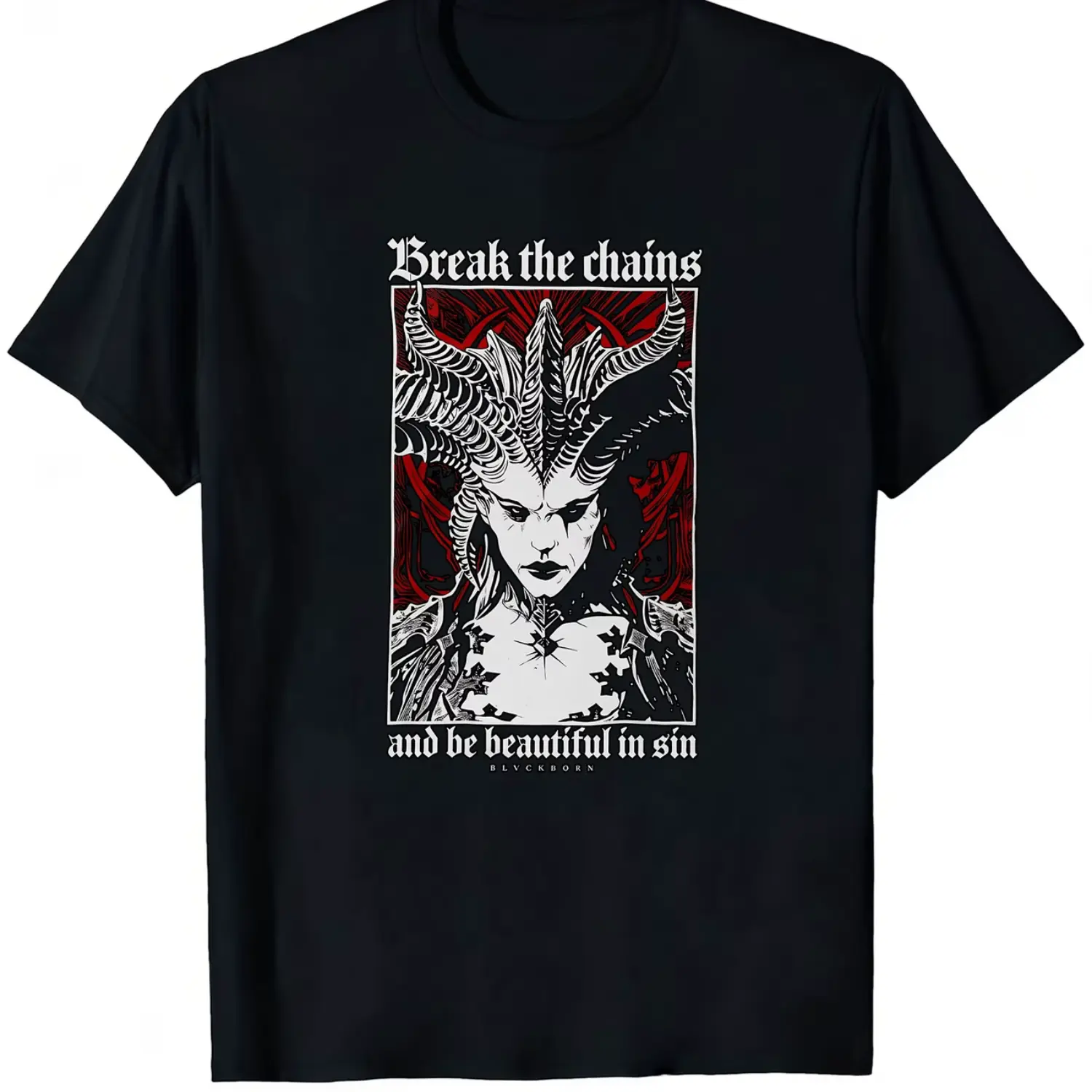 Men's Vintage Lilith Angel-Devil Graphic T-Shirt - Black with Red & White Winged Woman Design, Iconic Short Sleeve Crew Neck Tee for Casual Summer Style