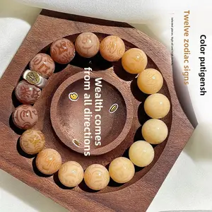 Weathered Duobao Six-character Proverbs Bodhi Bracelet from all directions to Finance Zodiac Guardian Wen Play Buddha Bead Plate Play Bracelet