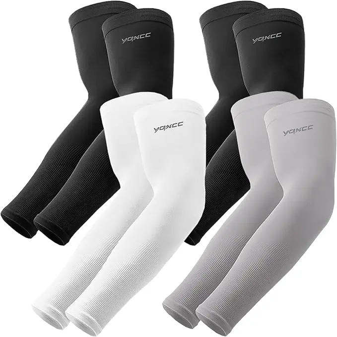 Unisex 4-Pairs Arm Sleeves Cover, Lightweight Compression Design with Stretchy Cooling Fabric, UPF 50+ Anti-Ultraviolet Chemical Free Sports Sleeves & Support for Golf, Fishing, Outdoor Arm Sleeve