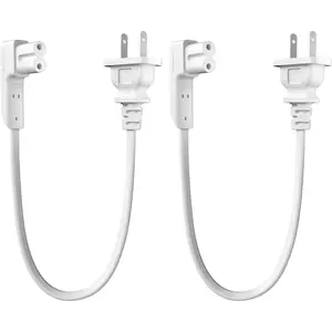 Pair of 1.15Ft Short Power Cord for Sonos One/One SL/Play 1 Power Plug Cable - 2 Prong L-Shaped AC Power Cable Replacement Cord for Sonos Power Supply Cable, White