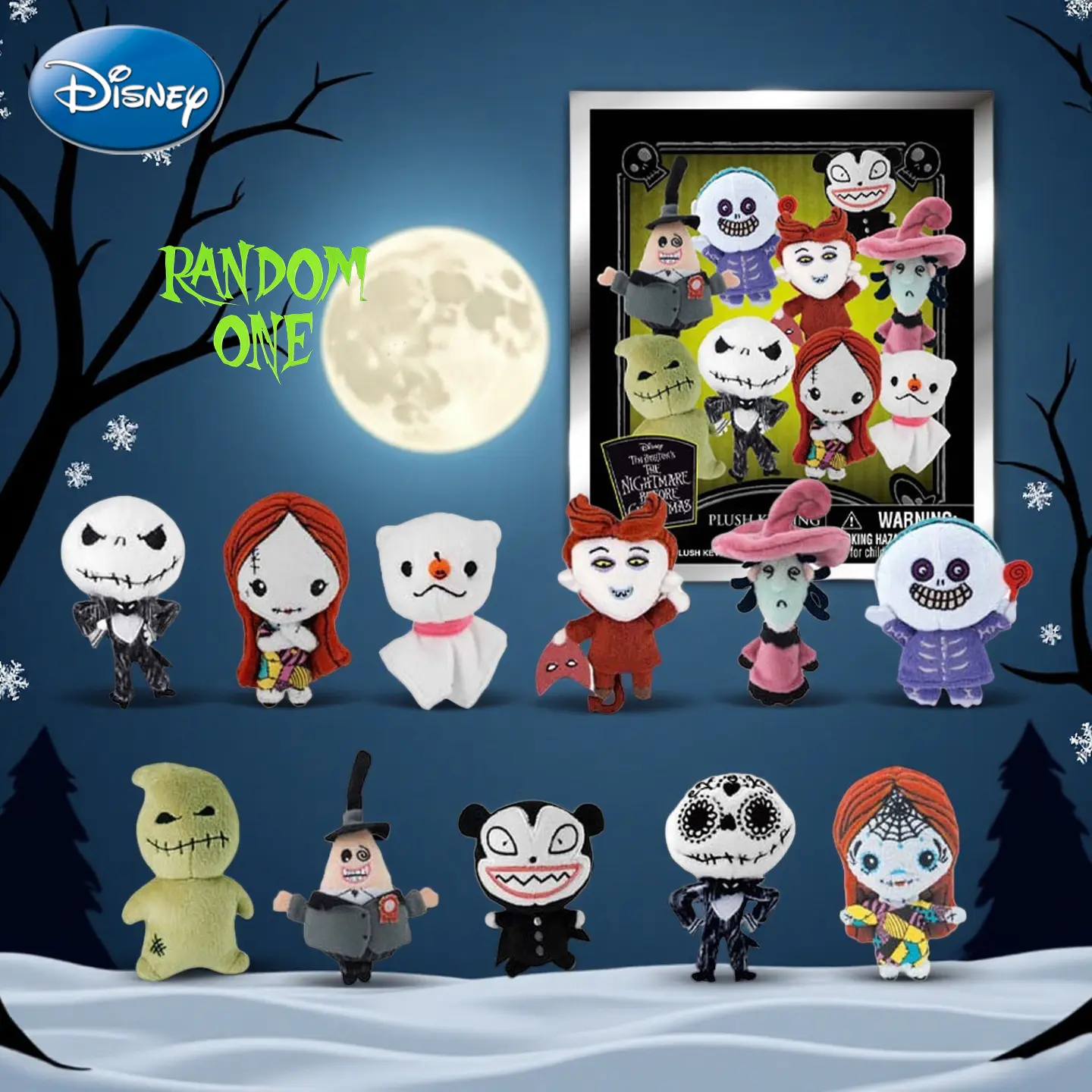 1PC Disney Blind Box The Nightmare Before Christmas Blind Bag Keychain Mystery Keyring Cute Keychains, Kawaii Creepy Keychain Collectible Jack Sally & More Perfect for Backpack Wallet & Decor Gift, Anniversary Officially Licensed NBC Merchandise