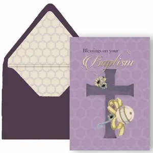 Vintage Rattle Gold Foil Baptism Card