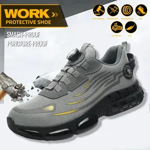 Anti-Slip EVA Sole Men's Work Sneakers Breathable Mesh Steel Toe Durable Casual