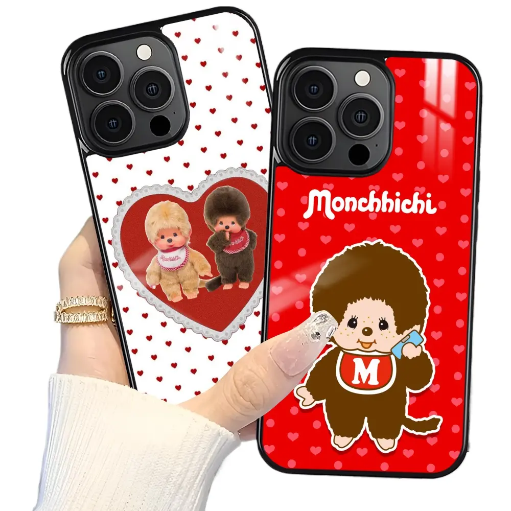 Cute Cartoon M-Monchhichi Mirror Phone Cases For iPhone 17 Promax Pro Air 16 Plus 15 14 13 12 11 Antislip Shockproof Hard Funda