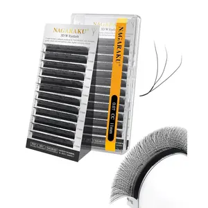 W Shape Eyelash Extension 3D Cluster Premade Fans Eye Lashes Faux Mink Matte Black Easy Fanning False Eyelashes Suppliers for Beginners & Professionals Salon(0.07mm CC Curl 11mm)