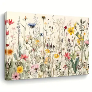 Charming Wildflower Canvas Wall Art - Wooden Framed Print for Living Room, Bedroom, Kitchen & Office Decor -  For Home Decor Enthusiasts -  Perfect Gift Idea for Housewarming, Birthday & Holidays