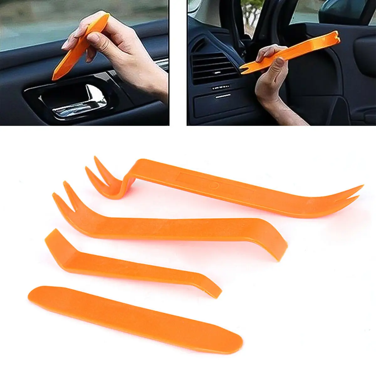 4PCS Car Trim Removal Tool Set, 0.5cm Plastic Auto Dismantle Tools Kit, Car Panel Door Dashboard Fastener Remover Pry Set for Interior Radio Window Trims