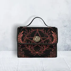 Goth Pentagram Witchy Satchel Bag - Vegan Leather Organized Witchcraft Bag - Goblincore Purse