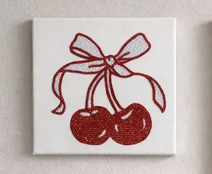 Cherry Ribbon Rhinestone Canvas Art KIT