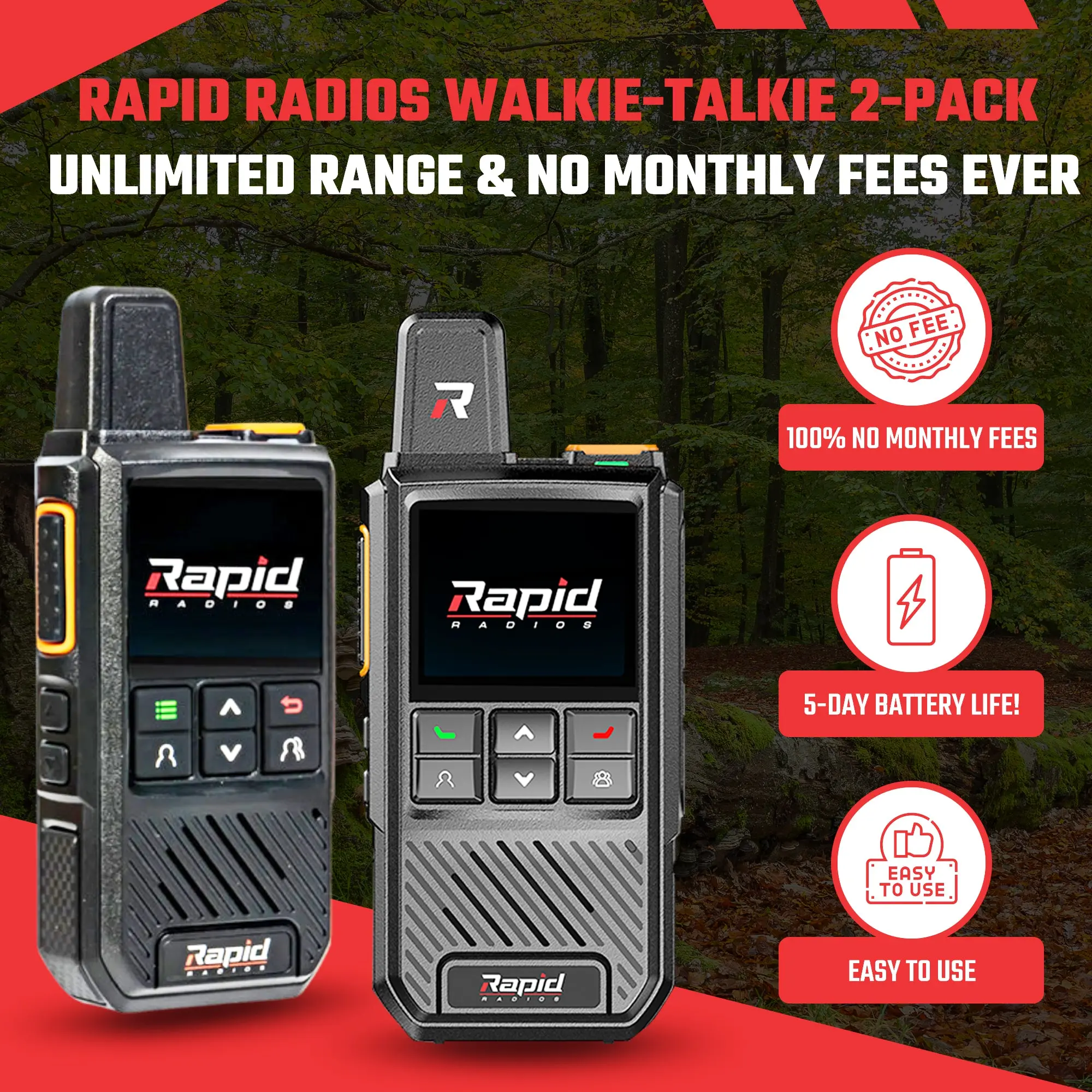 Rapid Radios Nationwide PTT Walkie-Talkie - 2-Pack Rapid Radios Nationwide PTT Walkie-Talkie - 2-Pack