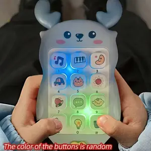 Cute Deer Light Music Toy Phone, Colorful Buttons, Fun Design, Perfect Birthday Gift for Babies & Toddlers, Durable Plastic, No Batteries Included