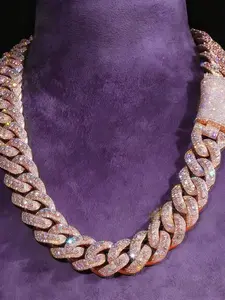 Luxury Moissanite Hip Hop Cuban Necklace, 18mm Vvs Large Granular Diamond, Men's Chain, Auspicious Easter Gift