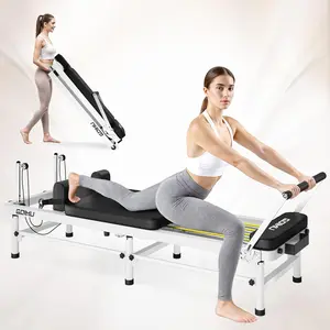 Pilates Reformer, 91" Foldable Reformer Pilates Machine with High & Low Mode, 3 in 1 Pilates Equipment for Home Use with Springs & Cords and Jumpboard GOIMU