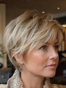 Women’s Short-Haired Blonde Champagne-Colored Wig, Straight Hair Design, Heat-Resistant Synthetic Material, Ideal for Daily Wear