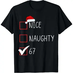 Nice Naughty 67 Funny Brainrot Meme Six Seven Slang T-Shirt