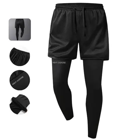 Men's Plain Stretchy Synthetic Active Pants - Athletic Wear, Fitness Training Pants, Athleisure Fitness Bottoms, Flexible Cut, All-Season Unisex Mens Clothing, Maximum Comfort - Ideal for Outdoor Running, Hiking