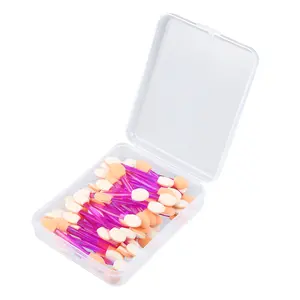 VOCOSTE 50PCS Dual Side Eye Shadow Brushes Sponge Applicators Makeup Eyeshadow Brush Purple White with Container