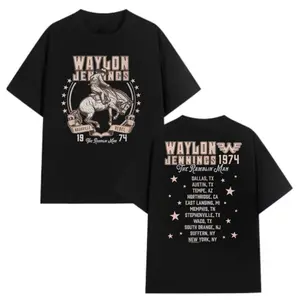 Waylon Jennings 1974 Nashville Rebel 2 Sides Cowboy Tour T-Shirt, Unisex Country Music Apparel for Fans, Perfect Gift for Men and Women