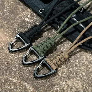 1pc Handwoven High Strength Rope Key Chain For Men, Tether Triangle Buckle Key Ring For Backpack, Heavy Duty Keychain