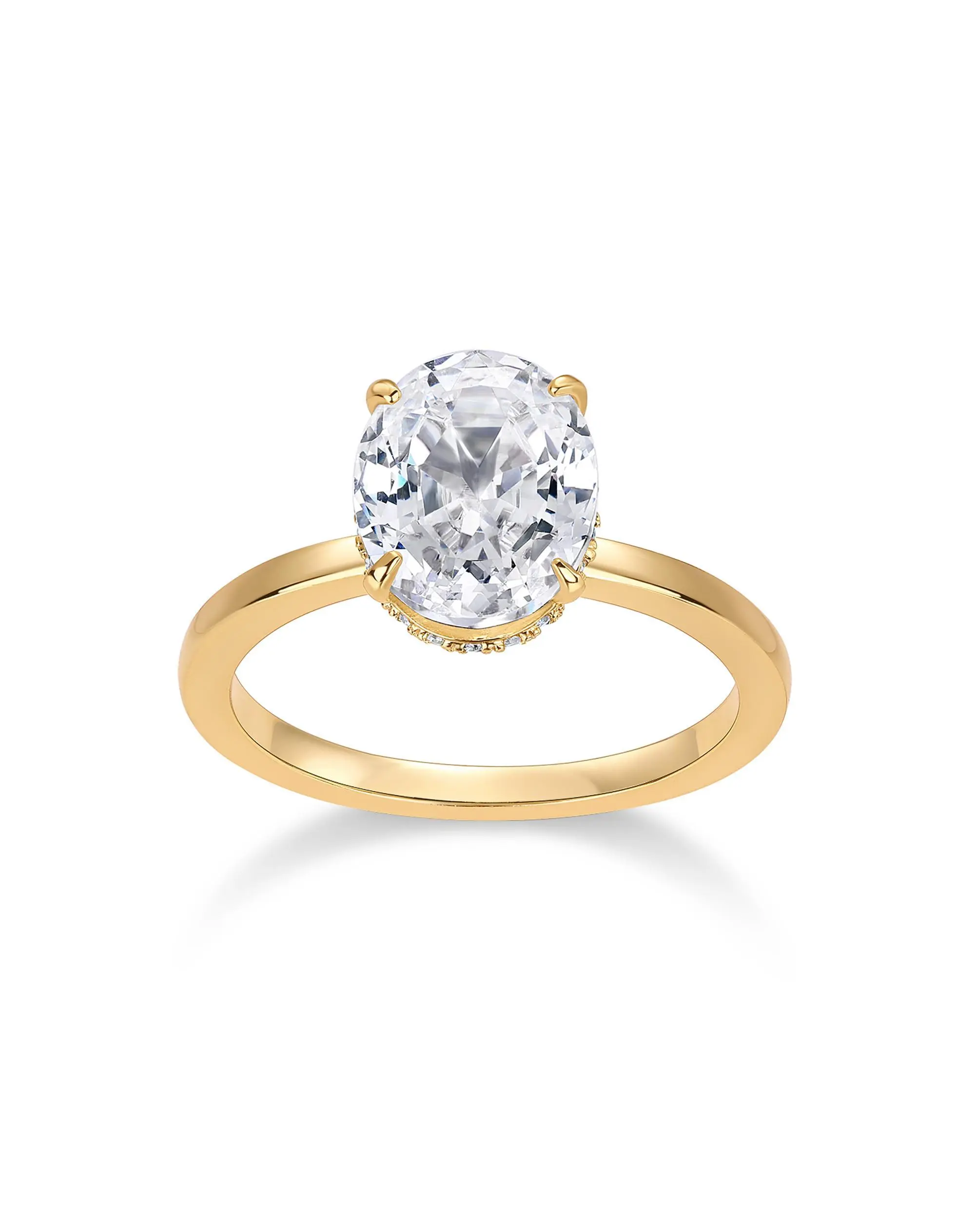 PAVOI 14K Gold Plated Oval Engagement Ring for Women - Hidden Halo 2.5CT Cubic Zirconia Promise Ring - Wedding Band PAVOI 14K Gold Plated Oval Engagement Ring for Women - Hidden Halo 2.5CT Cubic Zirconia Promise Ring - Wedding Band